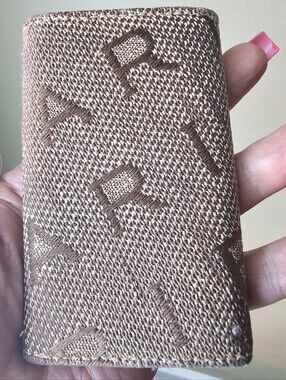 Bulgari Brown Textured Logo Key Card Holder
